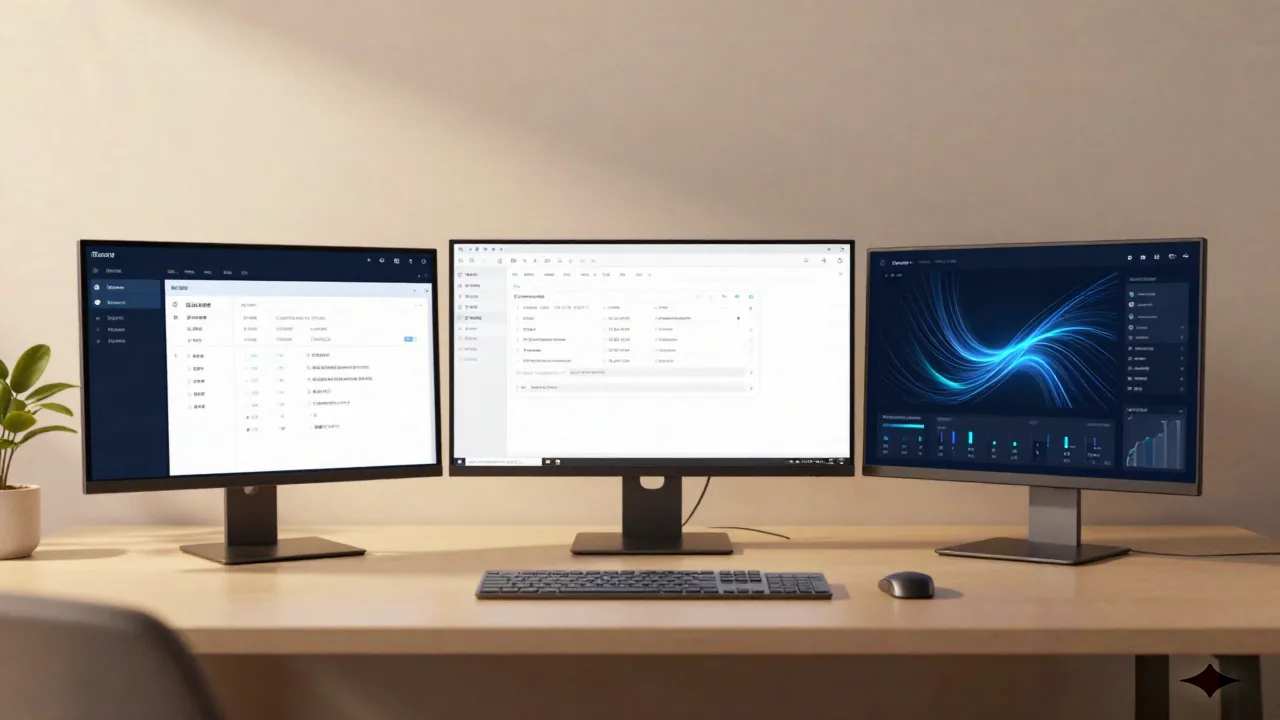AI agent examples workspace with multiple screens showing task automation and data flows