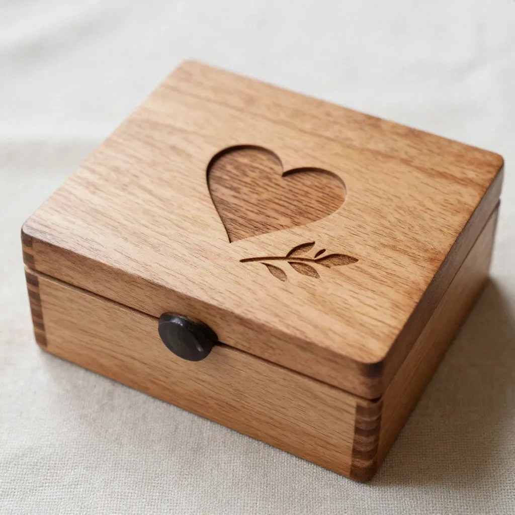 Gravierte Holzschatulle mit Herz, ein personalisiertes Hochzeitsgeschenk