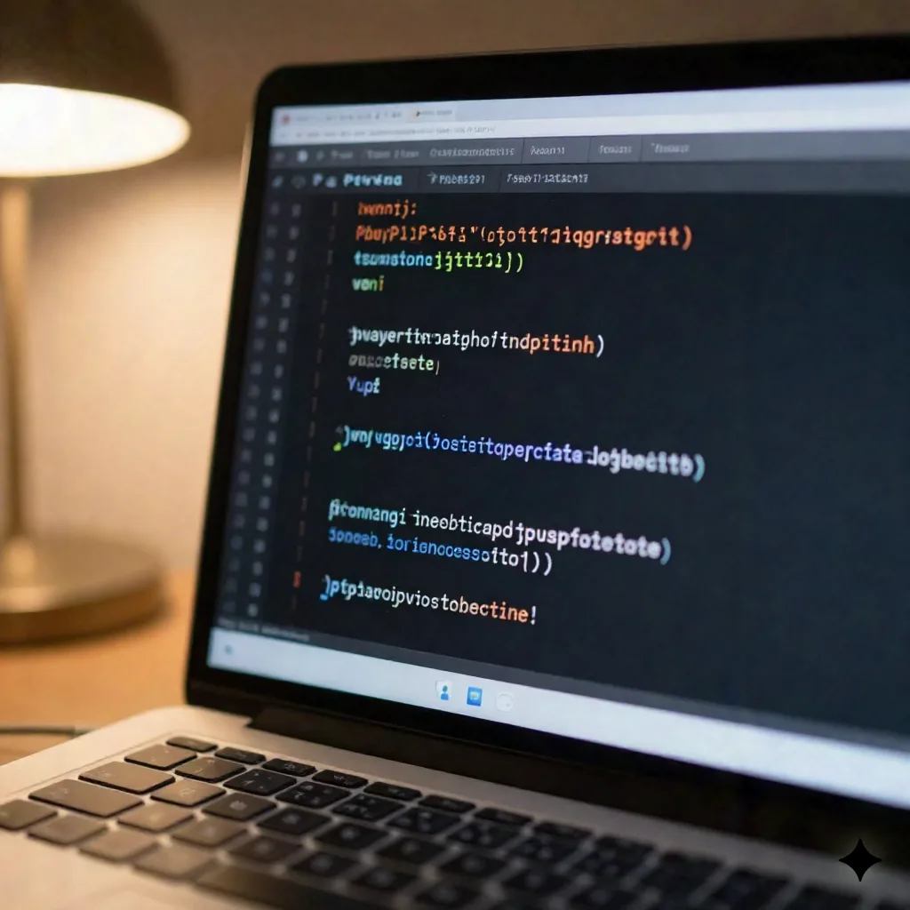 PHP code on laptop screen showing clean function structure and organized code