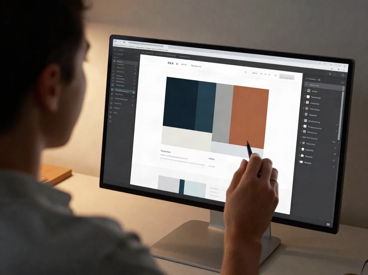 Designer adjusting a mirrored right-to-left block layout in a WordPress site editor