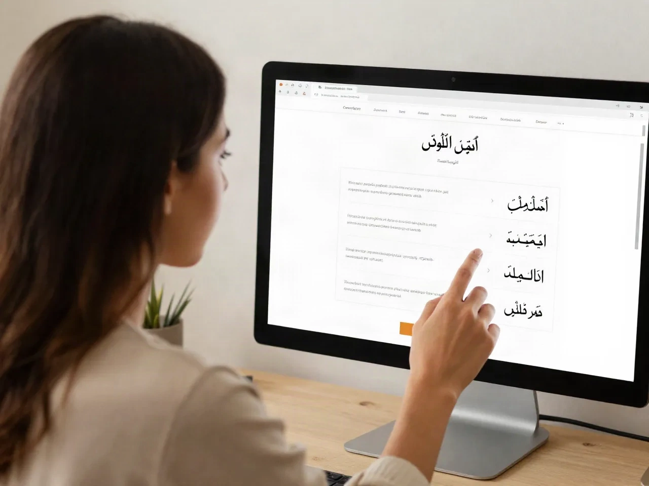 Desainer meninjau tata letak situs Arab cermin kanan ke kiri di monitor