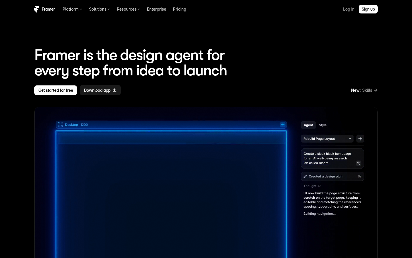 Framer 홈페이지 스크린샷