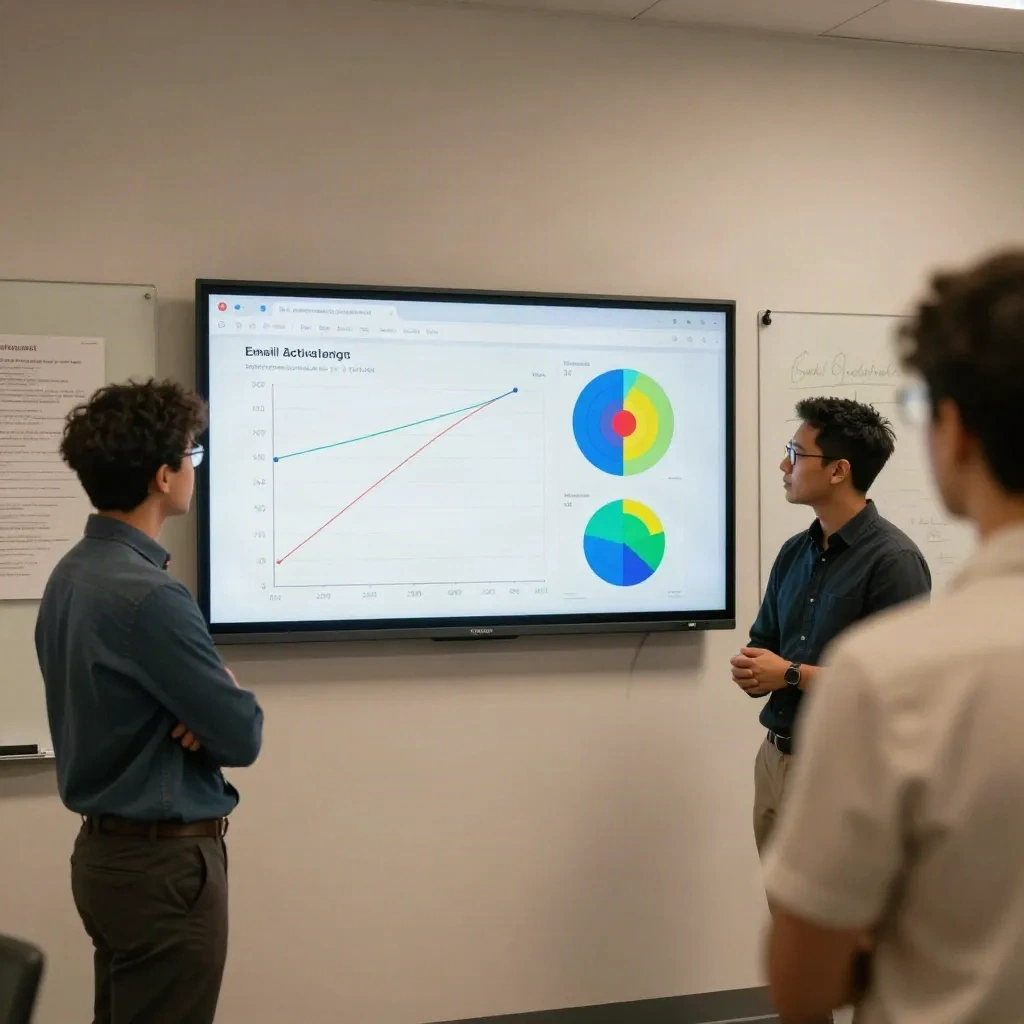 Growth team analyzing email activation funnel and segmentation data