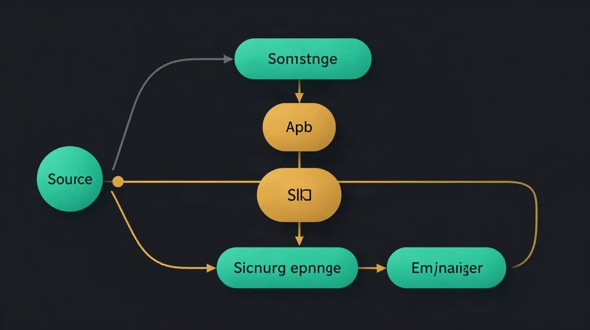 Verhaltens-Trigger-Pipeline-Diagramm mit Source-getaggten Einstiegspunkten und getrennten Timing-Branches