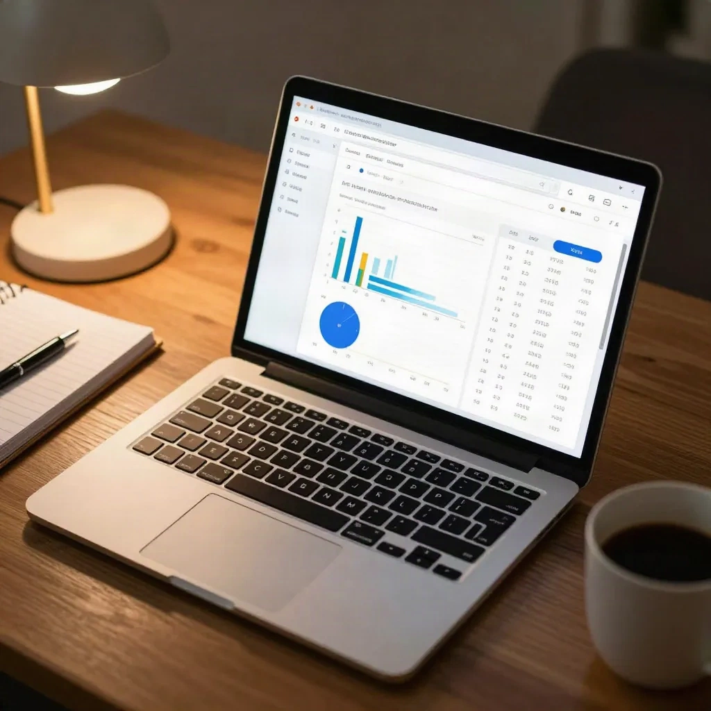 Laptop showing email A/B test results and campaign metrics dashboard