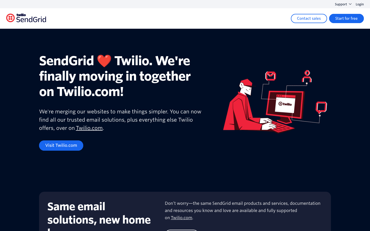 SendGrid homepage screenshot