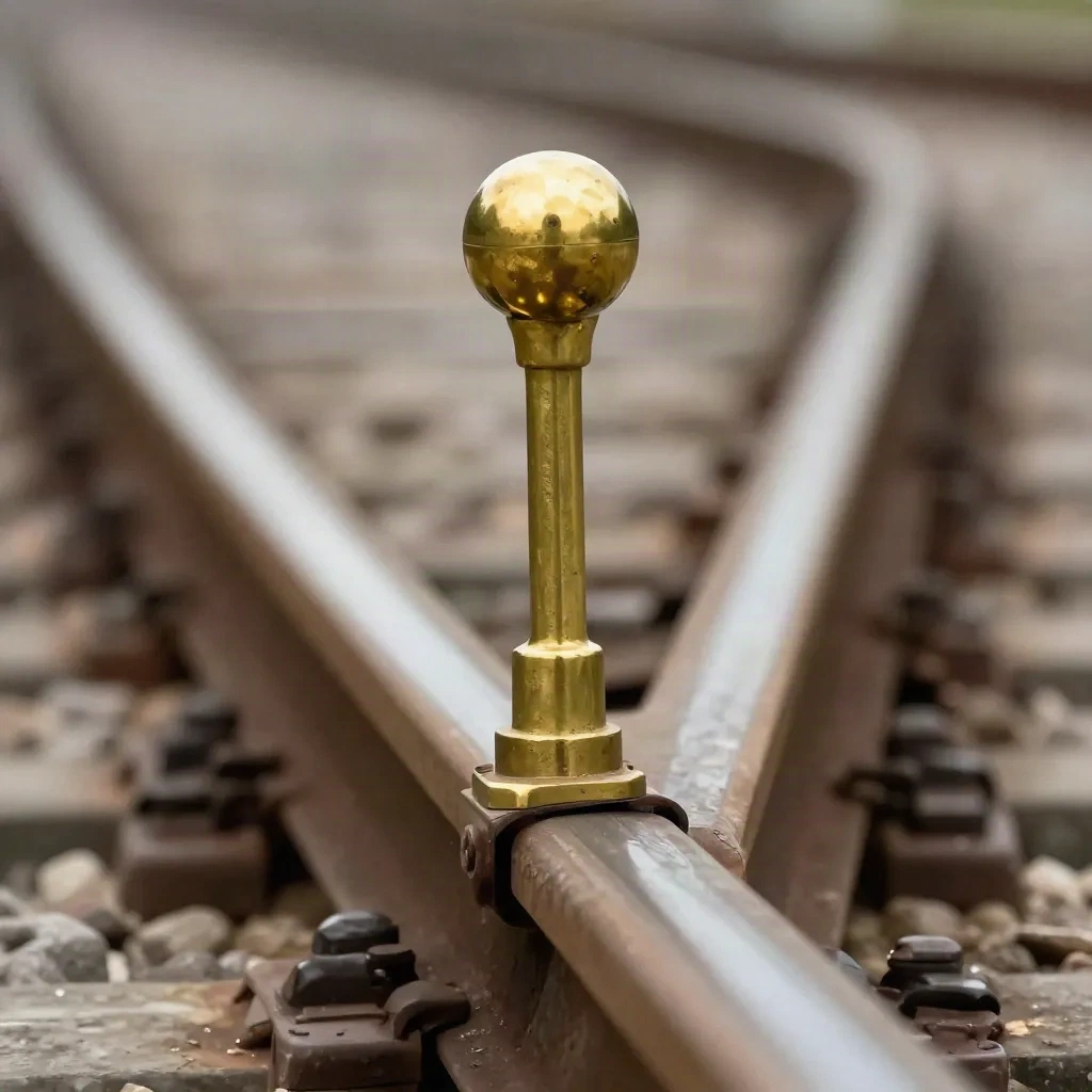 Levier d'aiguillage ferroviaire en laiton à une bifurcation de voies
