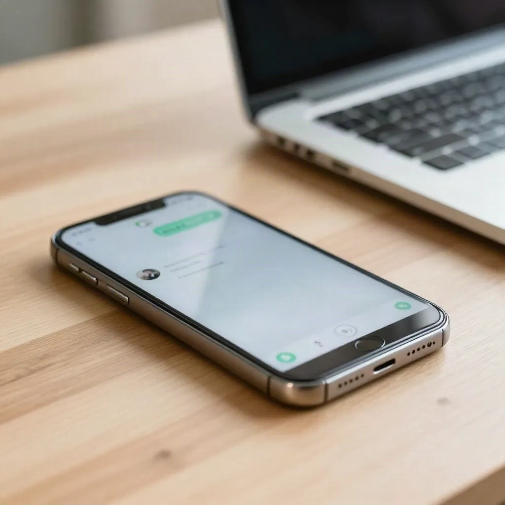 Smartphone on a wooden desk lighting up as a new email arrives