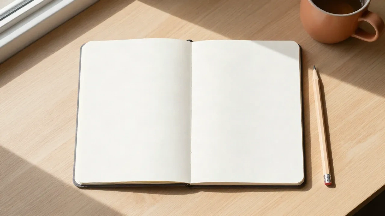 A notepad and pencil on a light oak desk with soft morning editorial light, for a resume summary writing guide