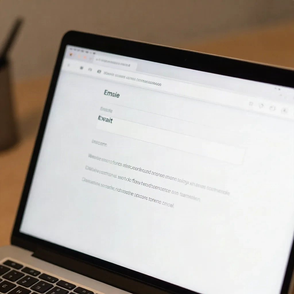 Close-up of a laptop screen showing a professional email draft interface