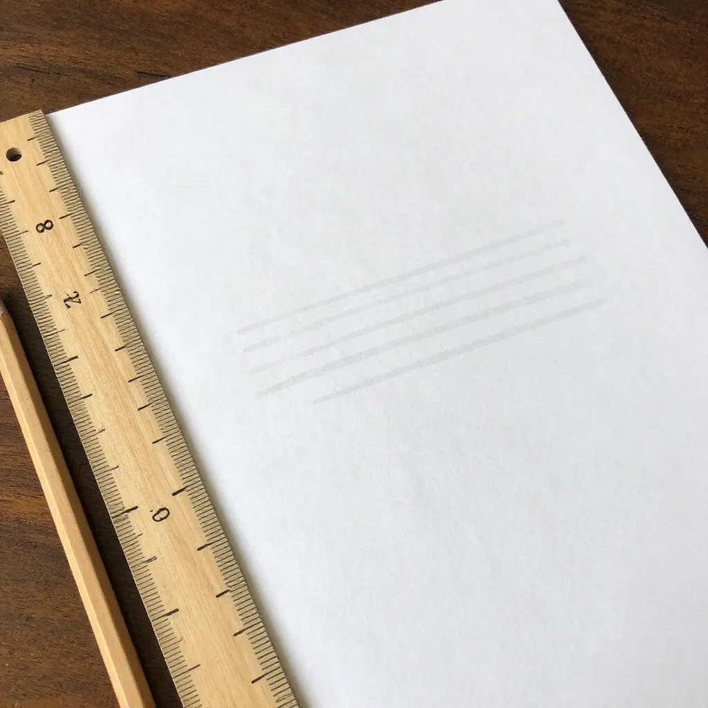 A blank sheet of paper with a wooden ruler along its left edge showing the one inch margin