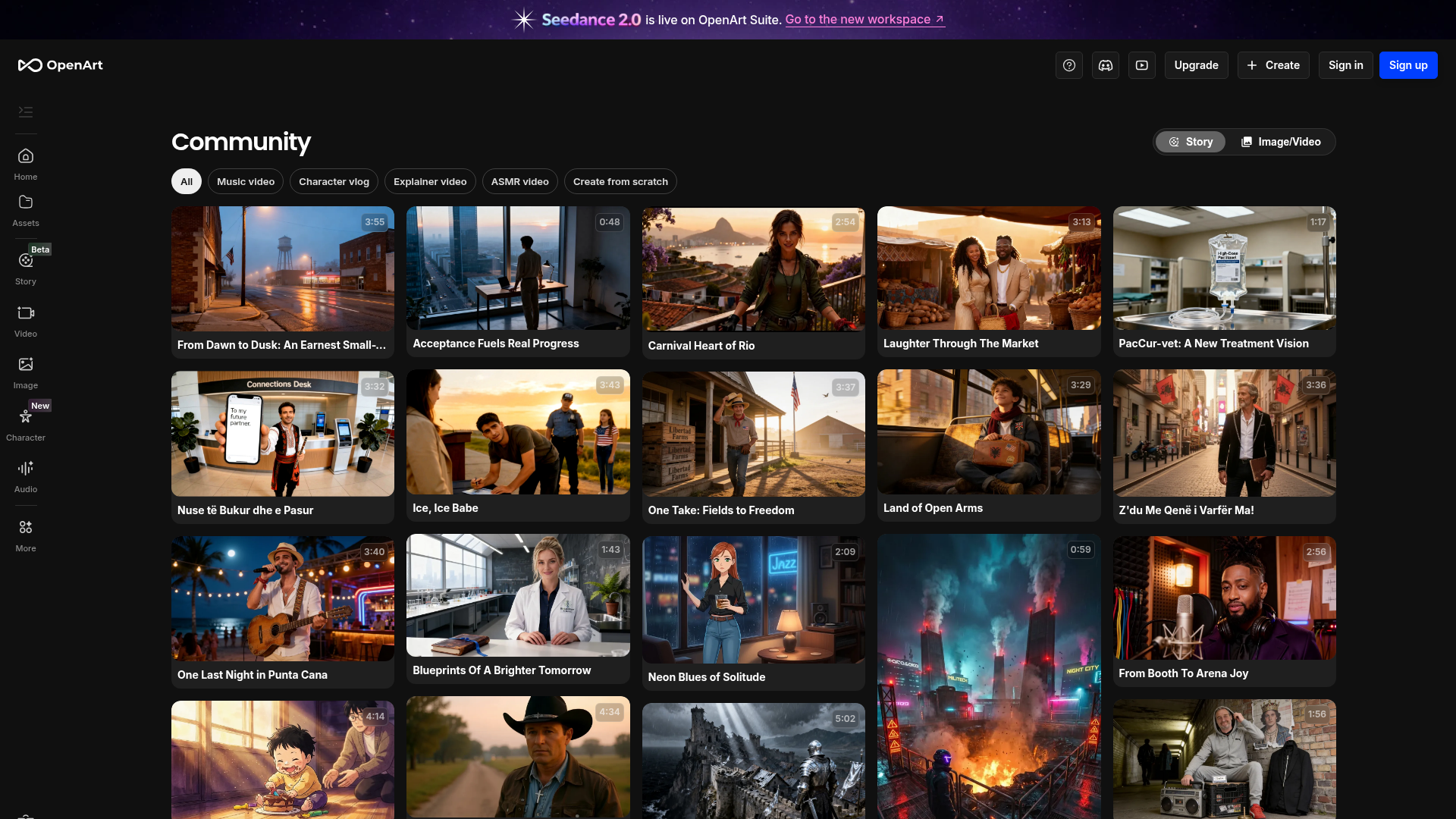 Feed di scoperta di OpenArt AI con immagini generate dalla comunità