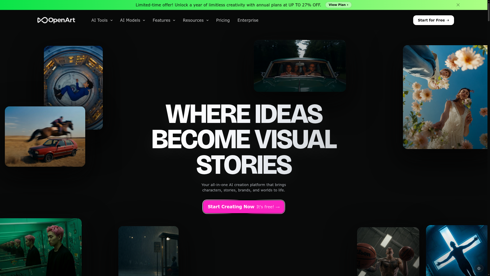 OpenArt AI Homepage Hero Screenshot