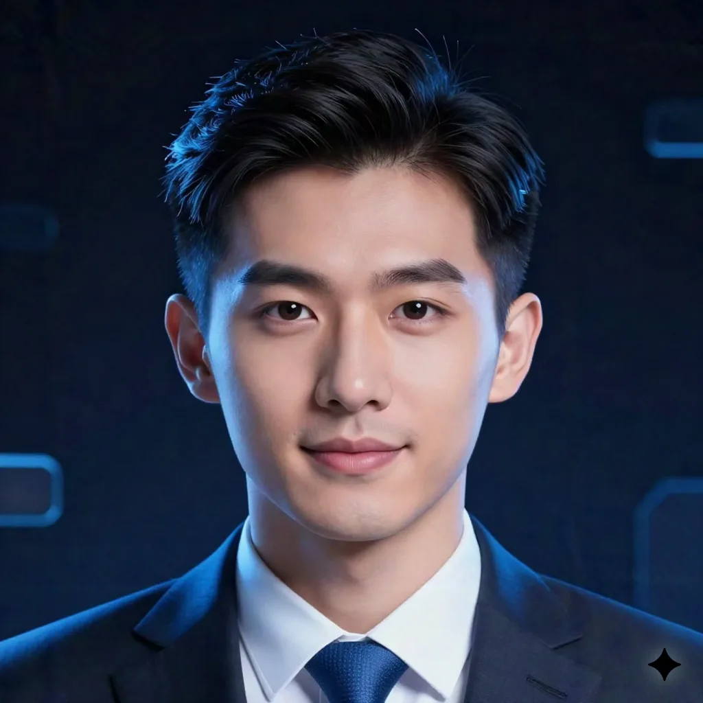 AI avatar presenter on a cinematic dark studio background for broadcast-ready video
