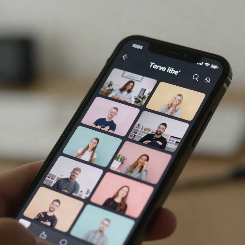 Smartphone screen showing scheduled video content grid for social media