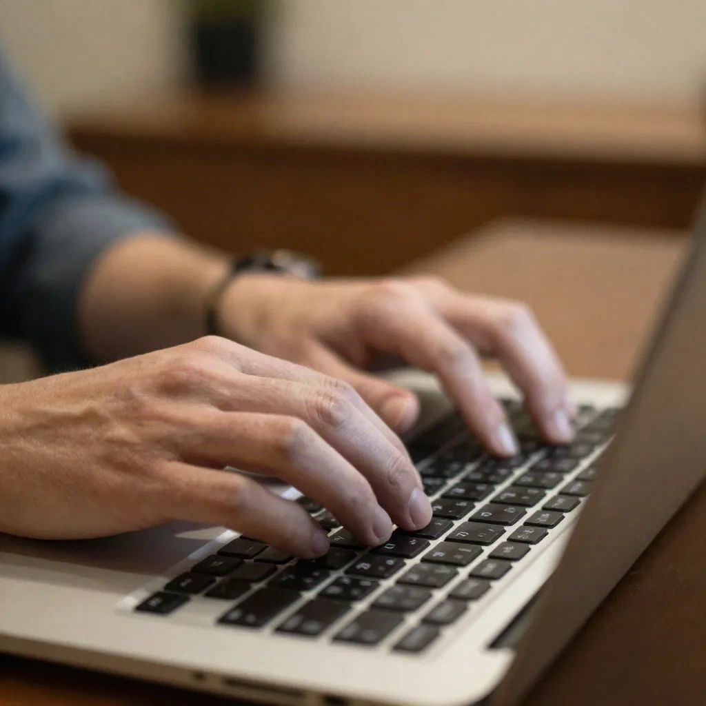 Startup founder typing on laptop building their AI-powered outreach workflow