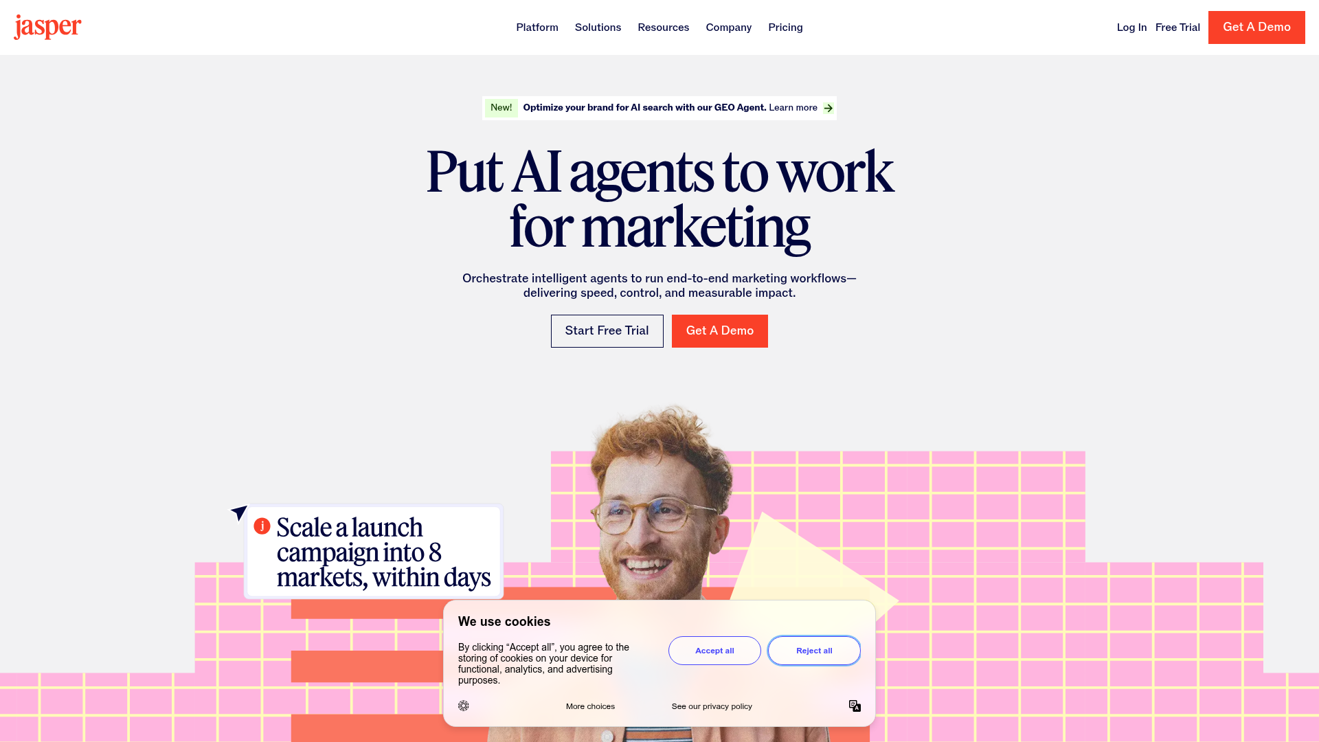 Homepage screenshot di Jasper AI