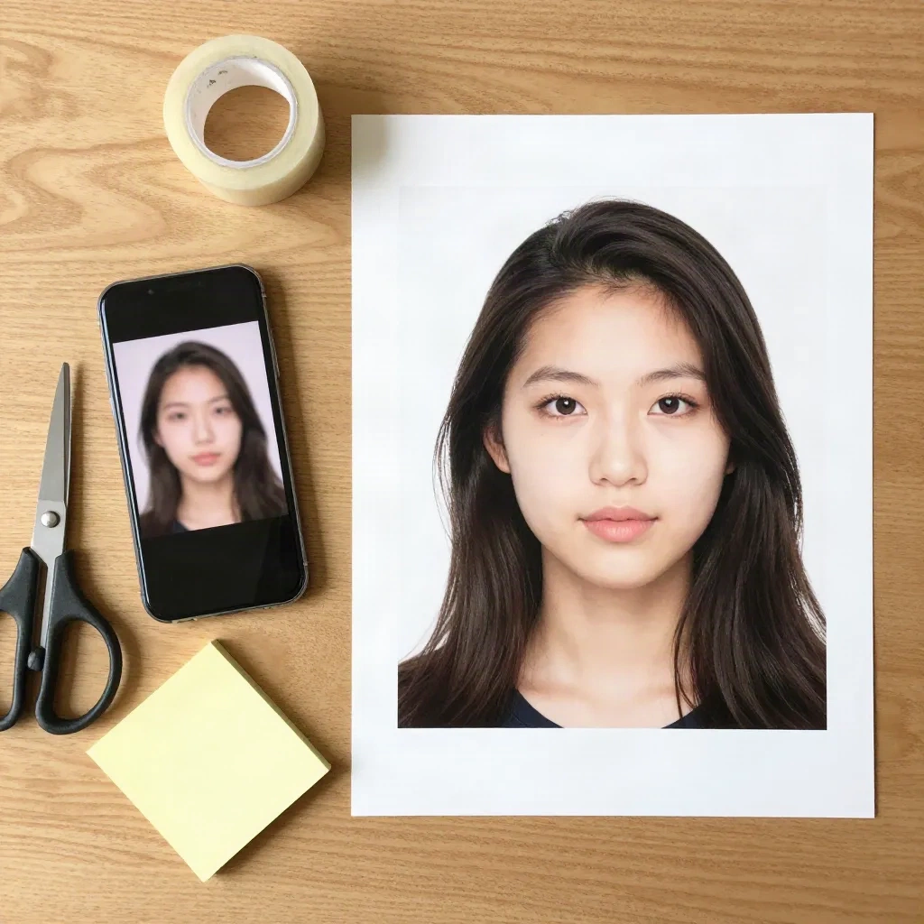 Compressed phone photo next to a crisp large print of the same portrait