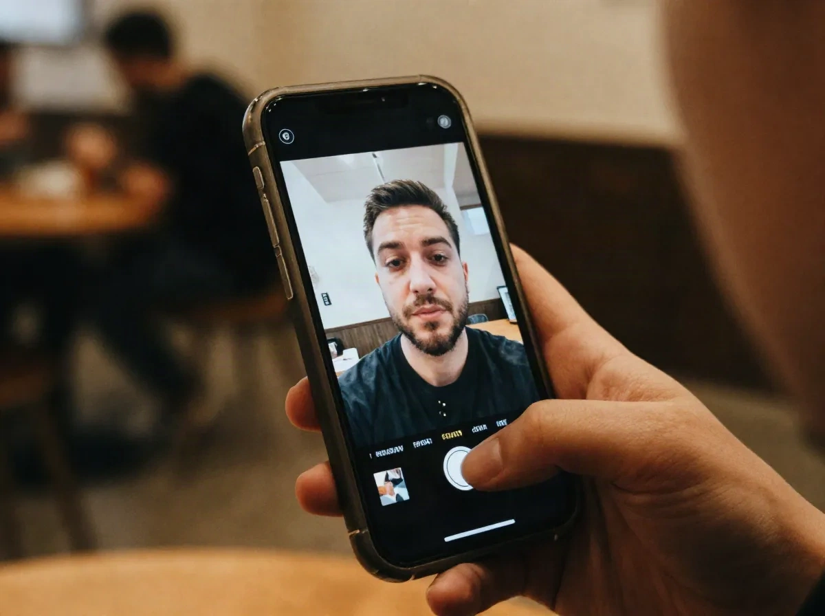 Pantalla de teléfono mostrando un clip de video generado a partir de una foto de retrato still