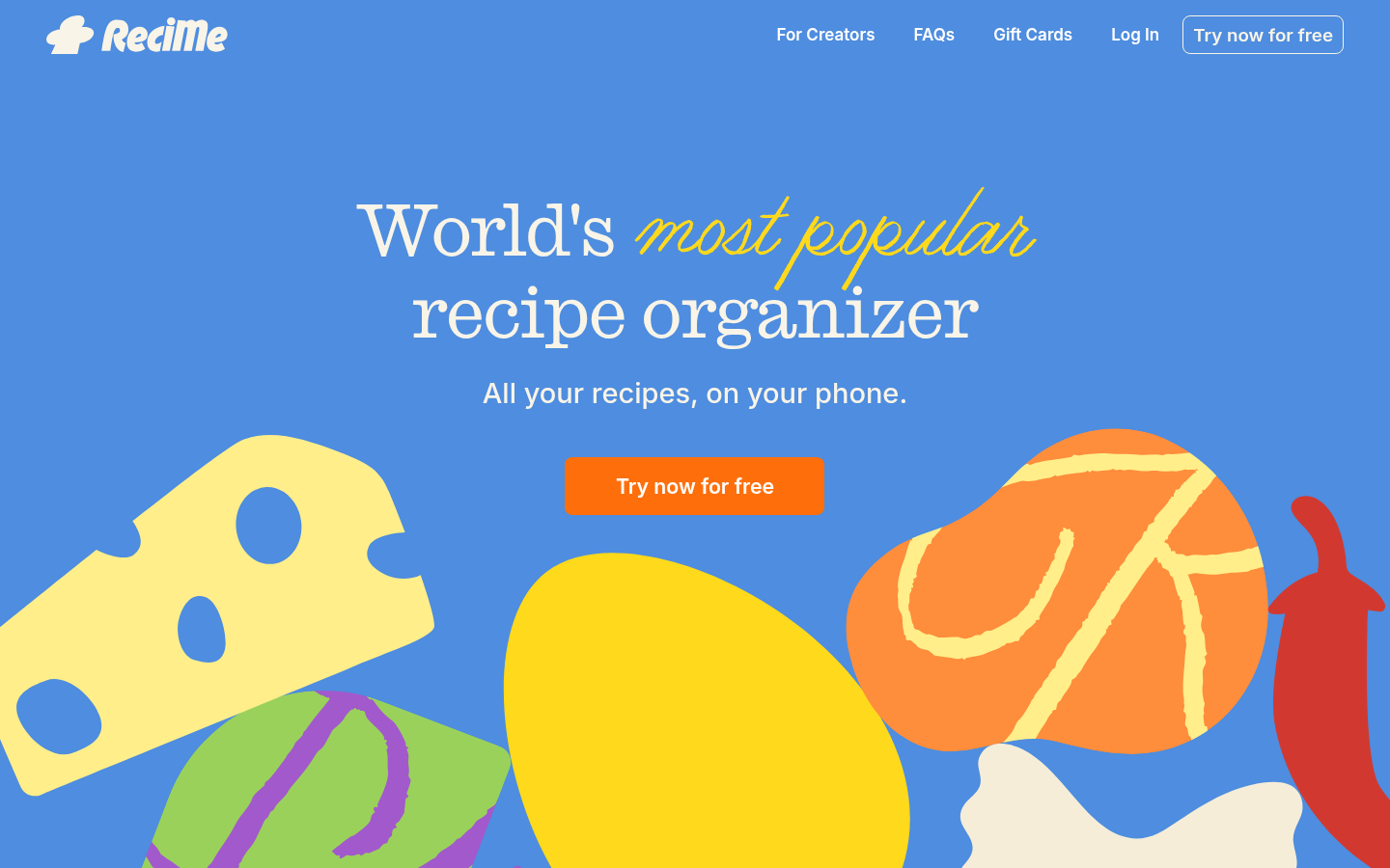 Screenshot della homepage di ReciMe