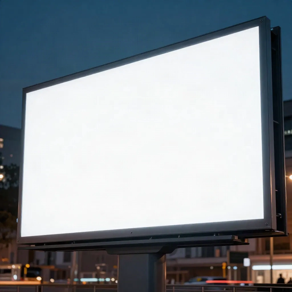 A blank billboard at dusk waiting for a tagline