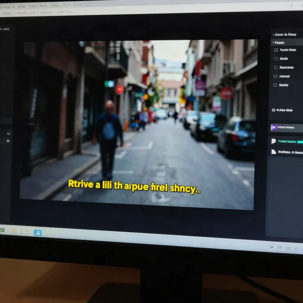 Écran d'ordinateur montrant un clip vertical avec deux lignes de sous-titres jaunes