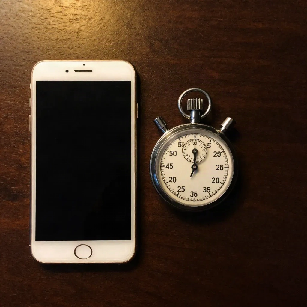 Chronomètre posé à côté d'un smartphone vertical, symbole de la durée d'un Short