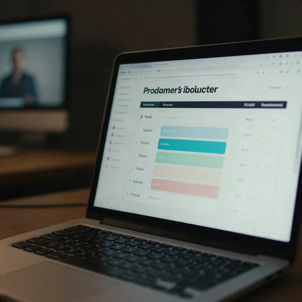 Produsen meninjau dashboard subscription di monitor studio