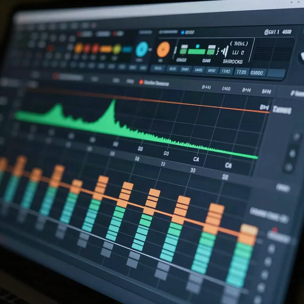 EQ frequency spectrum analyzer in a DAW showing audio correction