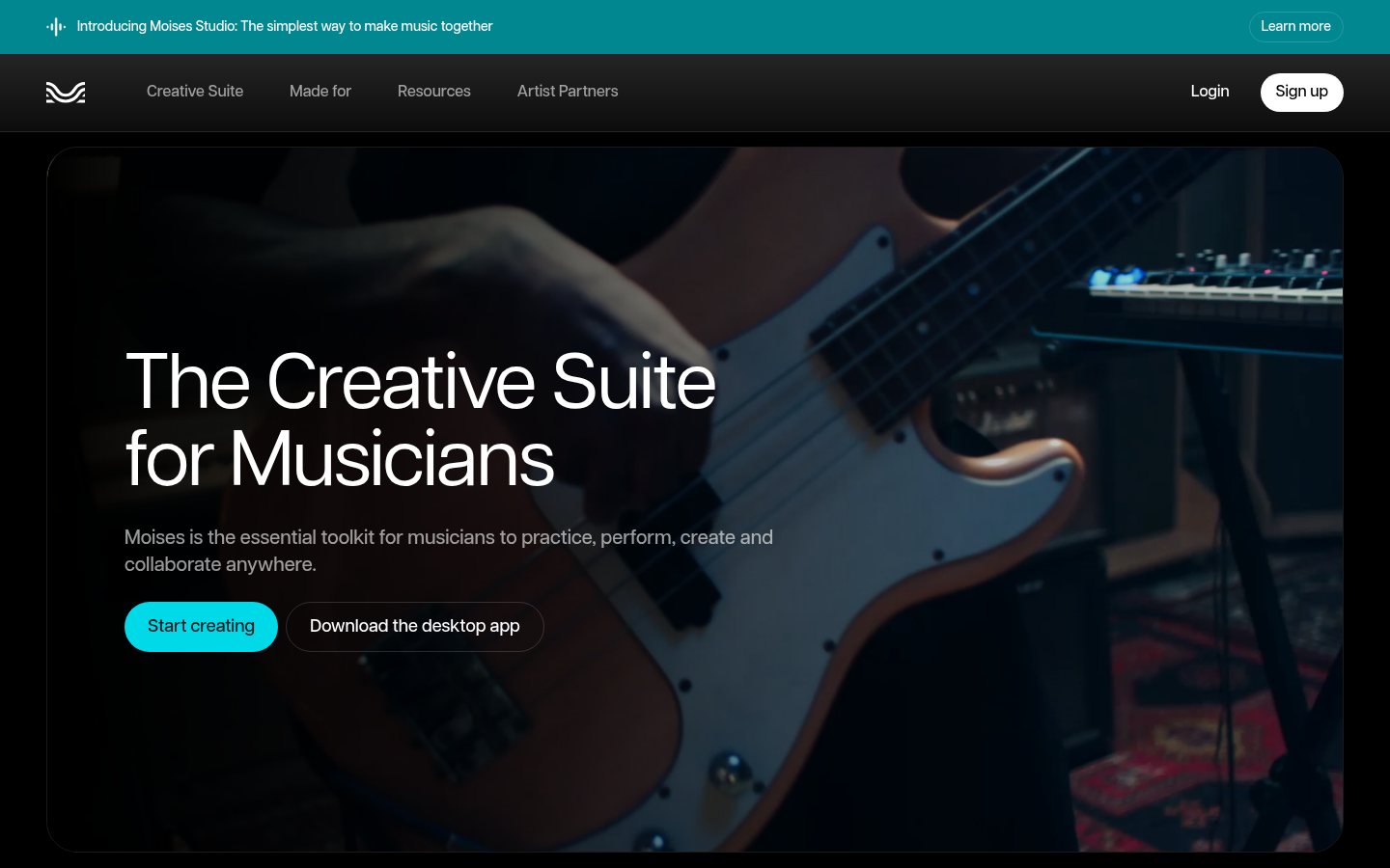 Homepage di Moises, stem splitter