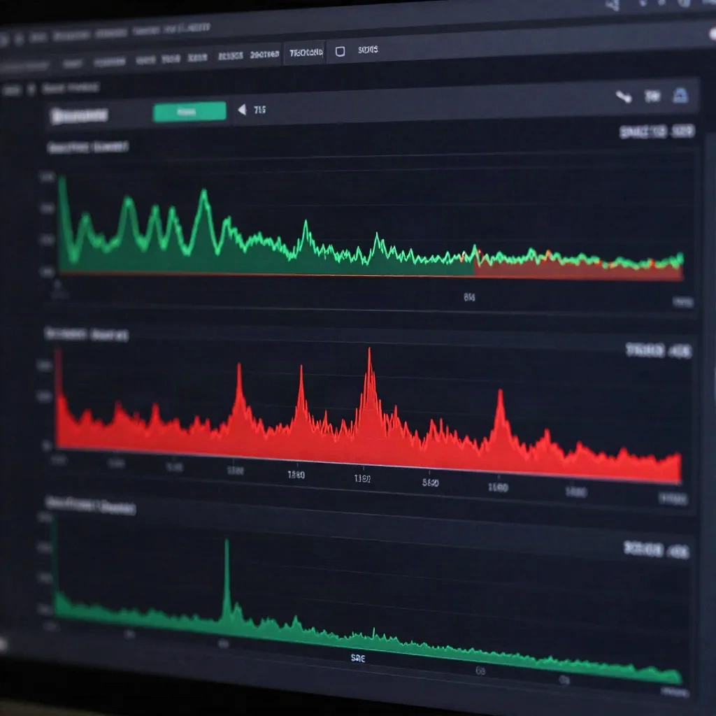 SRE monitoring dashboard showing error rate spike crossing the SLO threshold with a dark-themed interface