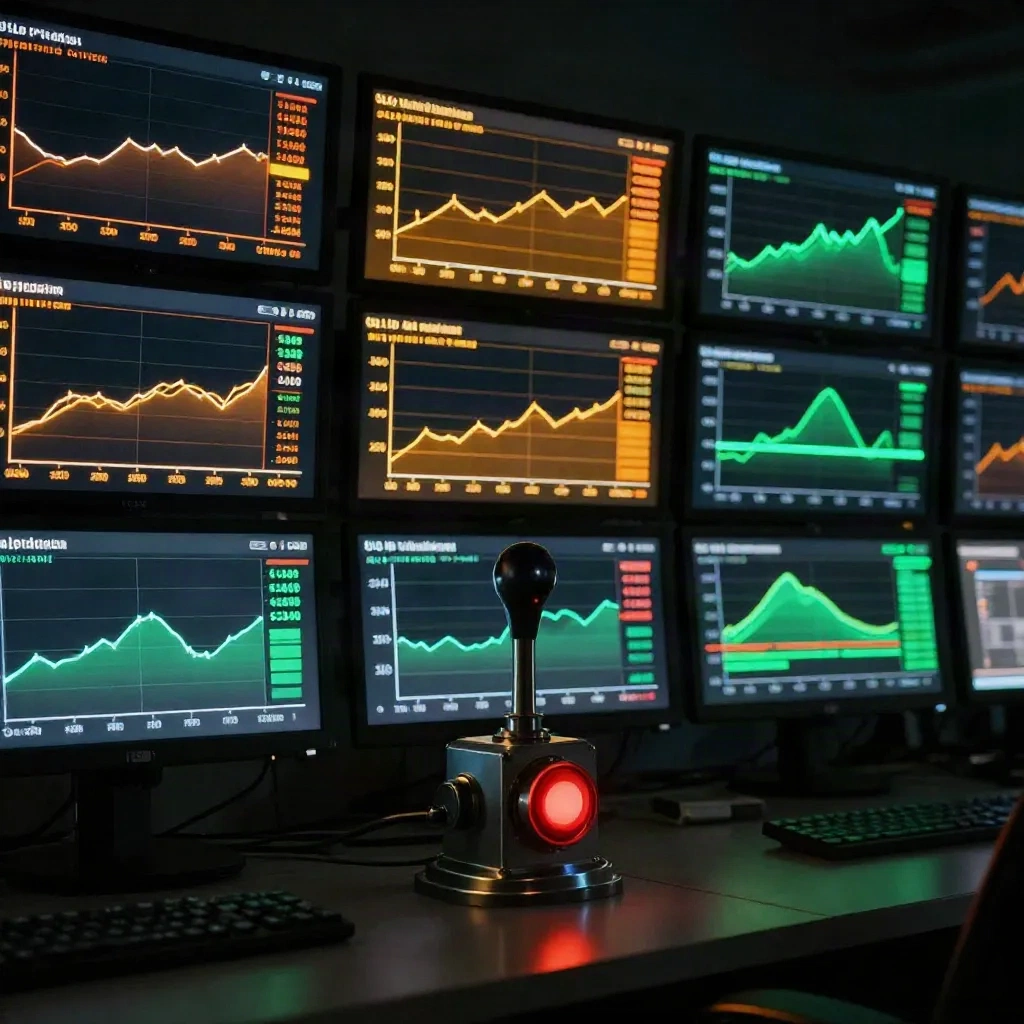 SLO monitoring dashboard with error budget burn rate charts and kill switch indicator for feature rollout control