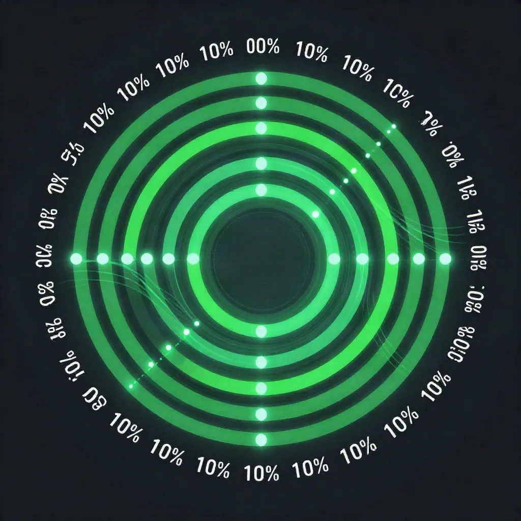 Progressive software rollout visualization showing percentage-based traffic routing with concentric node circles
