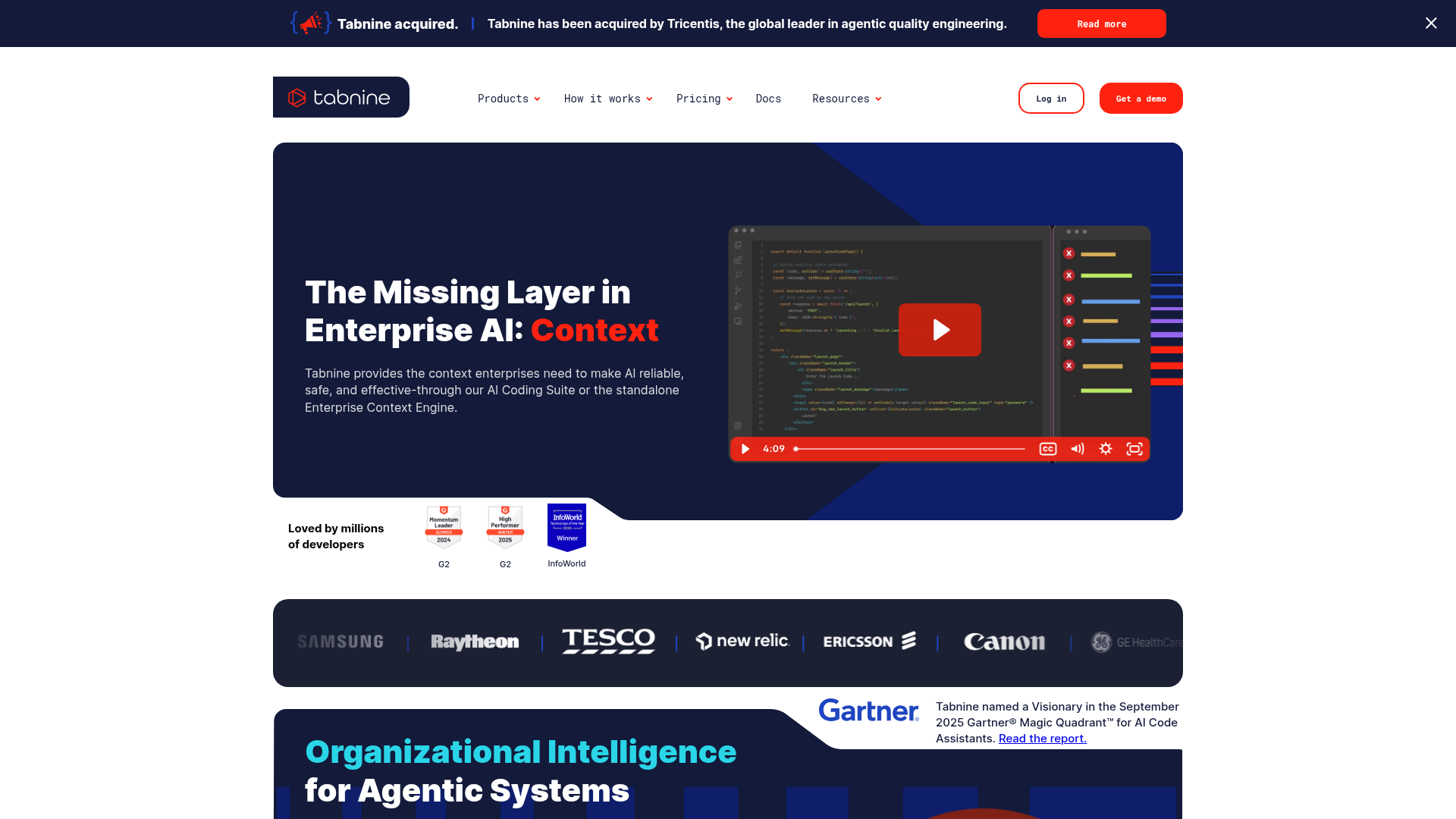 Tabnine KI-Code-Assistent Startseite