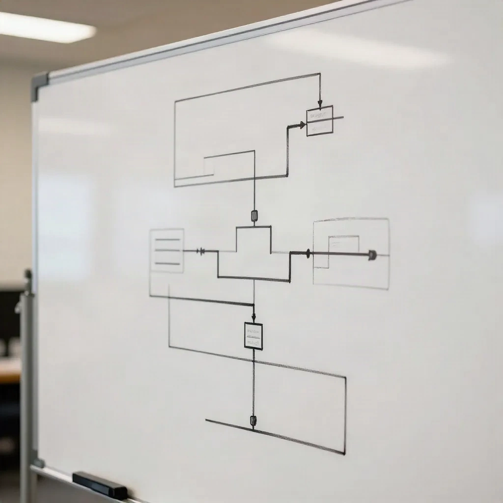 Diagrama de arquitectura en pizarra mostrando estructuras de pipelines ramificadas para monorepo y polyrepo
