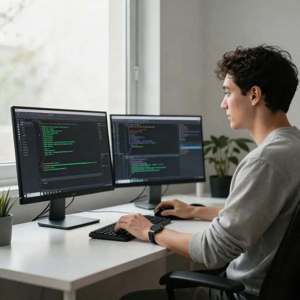 Developer running tests in terminal alongside AI coding assistant
