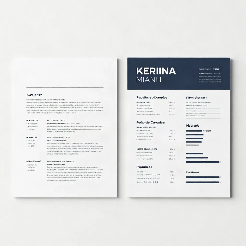 Two resume layouts side by side comparing single-column and two-column designs